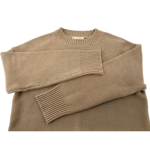 EVERLANE The Cotton Honeycomb Square Crew Textured Knit Sweater Size Large - Picture 6 of 9